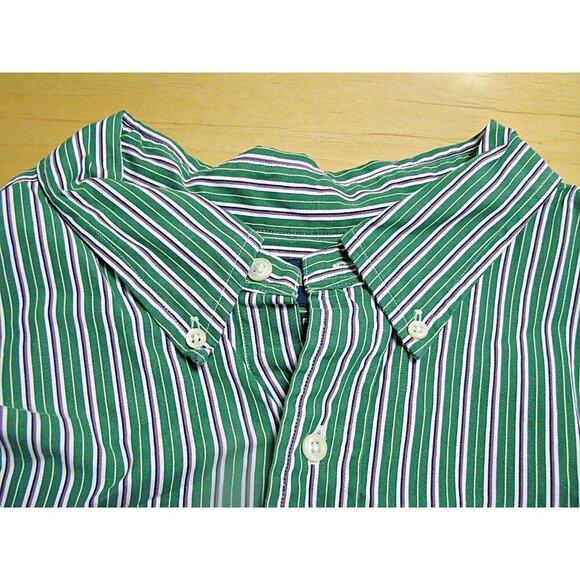 Ralph Lauren Mens 3XT Classic Fit Dress Shirt Green Stripe Button Down Collar - Picture 9 of 10